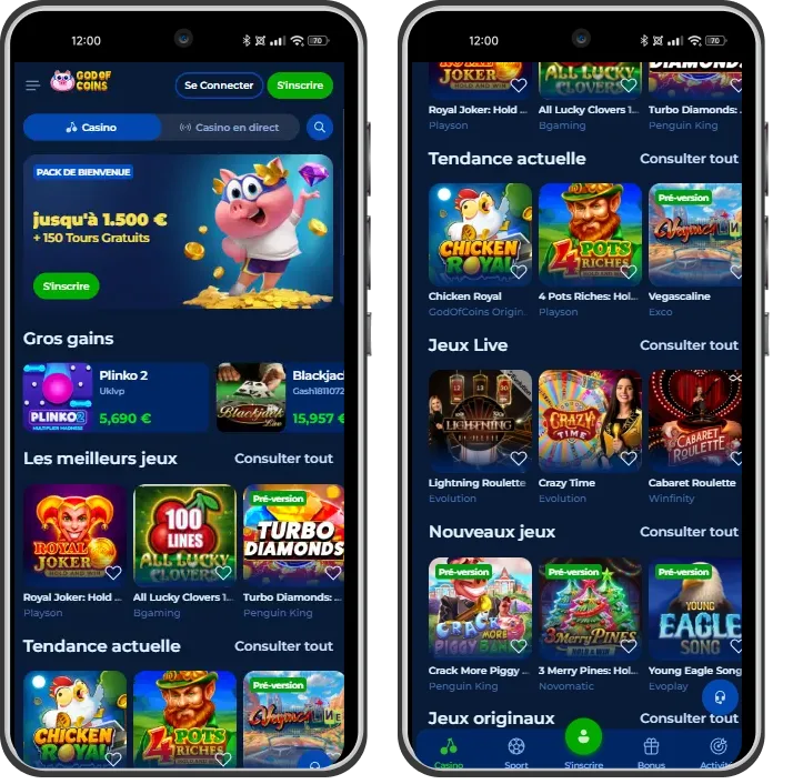 godofcoins casino mobversion